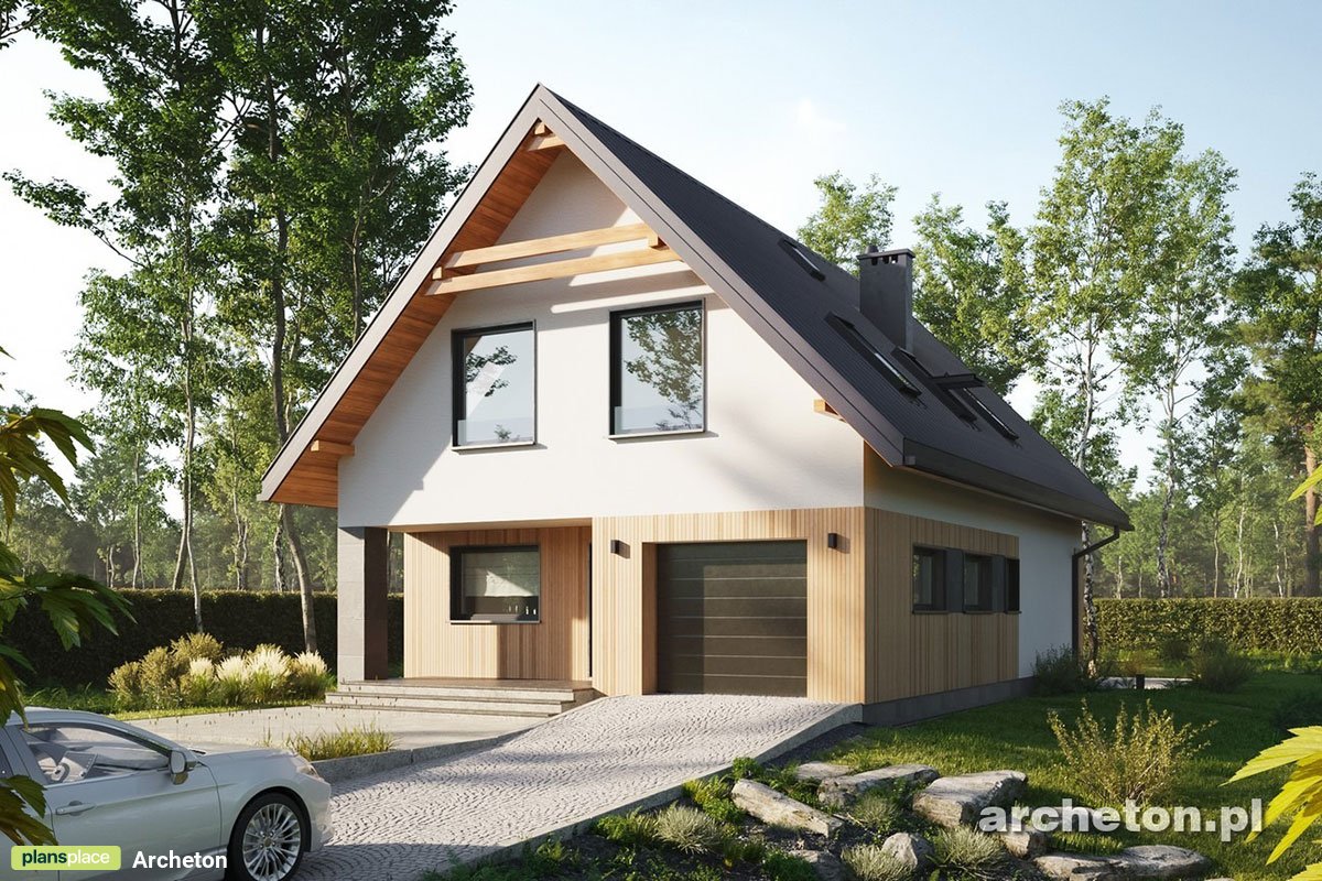 1,5-geschossiges Haus Grundriss mit Satteldach und Garage - 68419R - 3
