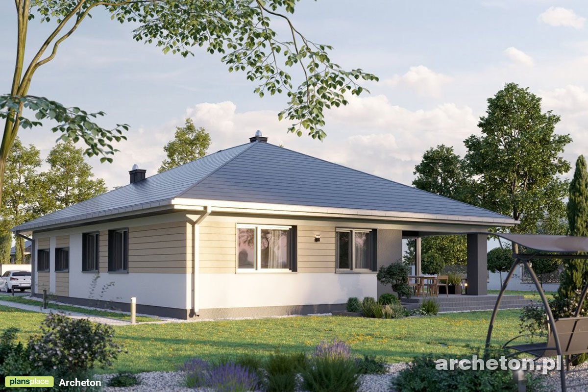 Moderner Bungalow mit Walmdach, Garage und 4 Schlafzimmern - 57679R