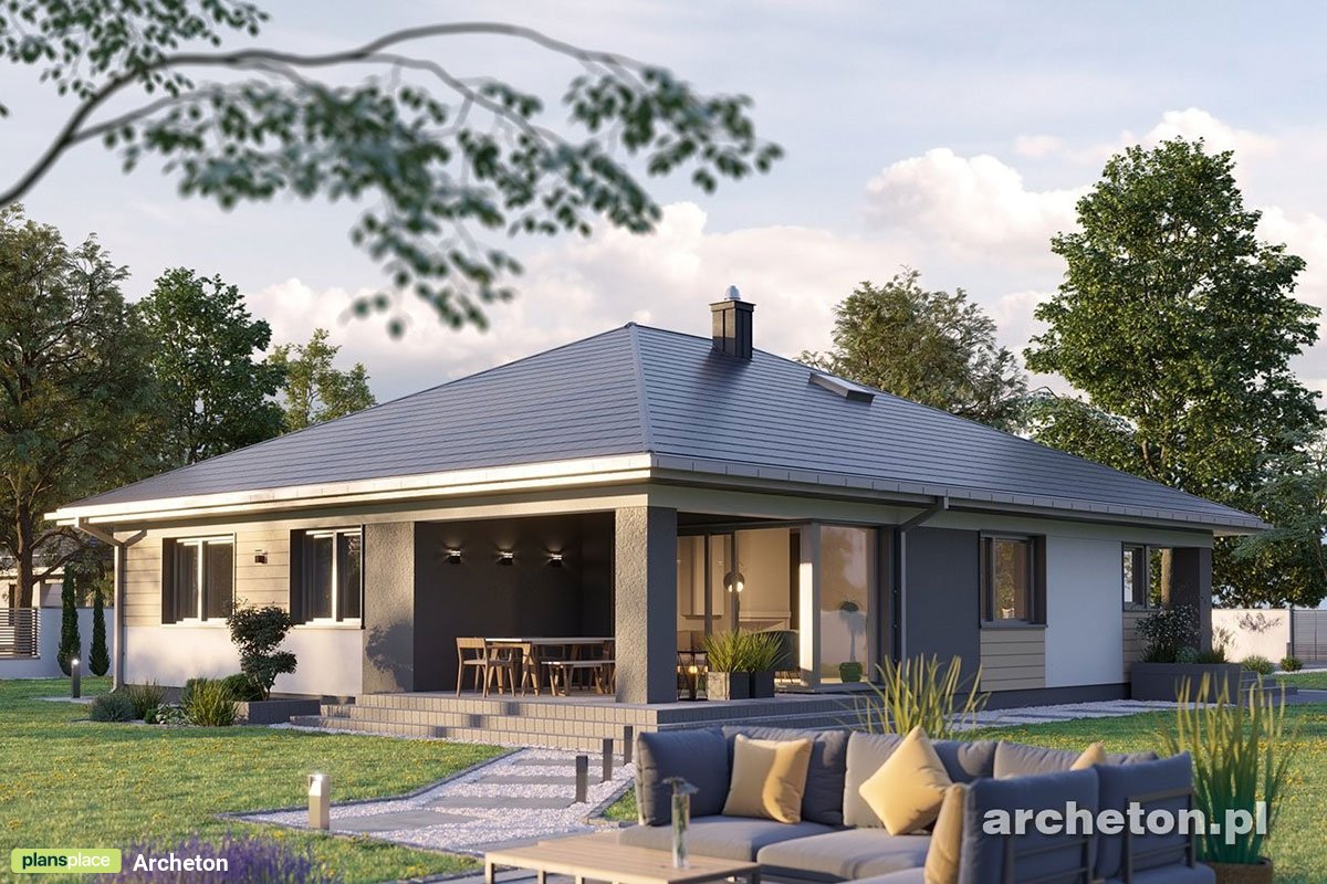 Moderner Bungalow mit Walmdach, Garage und 4 Schlafzimmern - 57679R