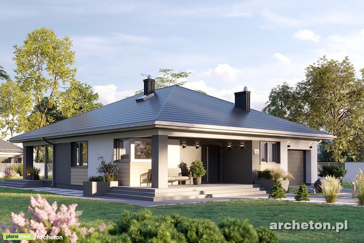 Moderner Bungalow mit Walmdach, Garage und 4 Schlafzimmern - 57679R
