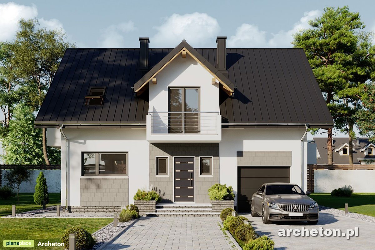 1,5-geschossiges Haus mit Dachgeschoss und integrierten Garage - 49303R