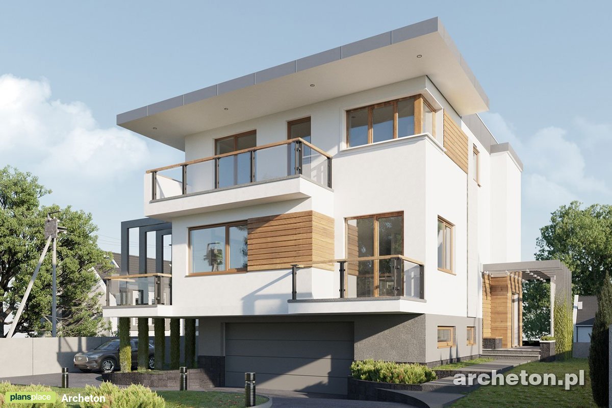 Moderne Bauhausvilla mit Flachdach, Tiefgarage und Wohnküche - 77478R