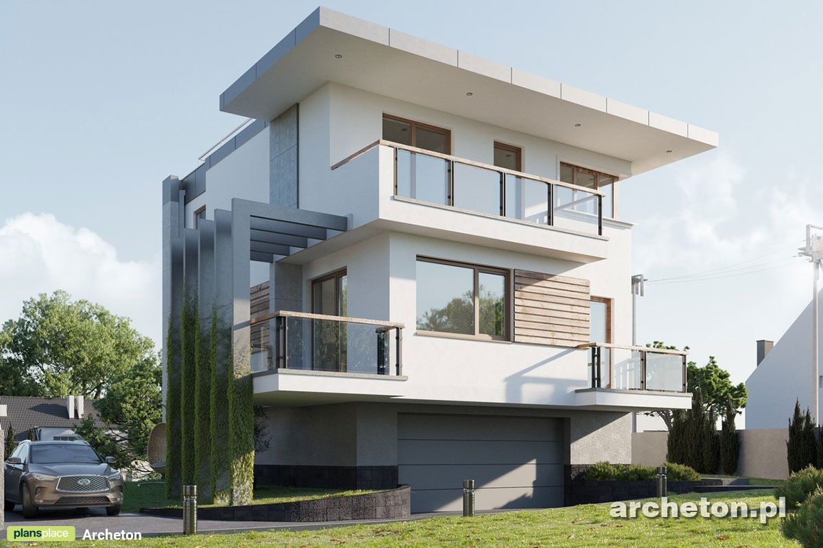 Moderne Bauhausvilla mit Flachdach, Tiefgarage und Wohnküche - 77478R