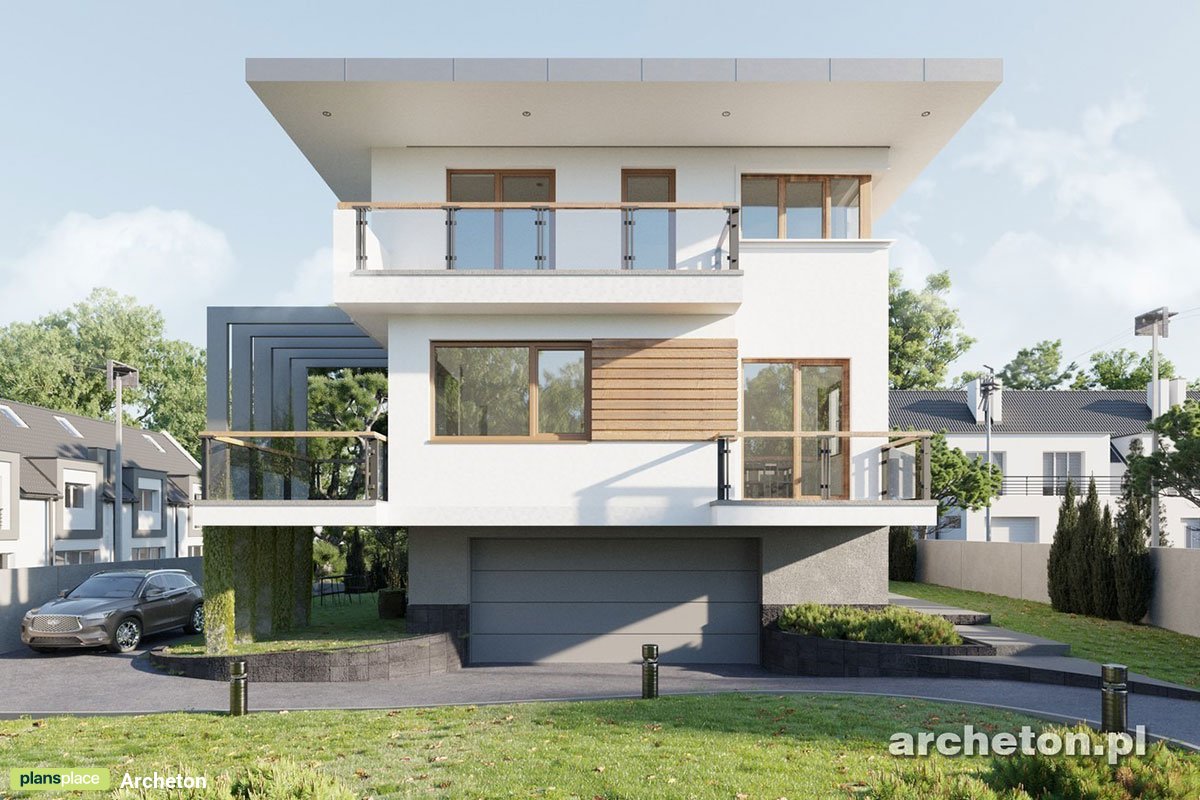 Moderne Bauhausvilla mit Flachdach, Tiefgarage und Wohnküche - 77478R