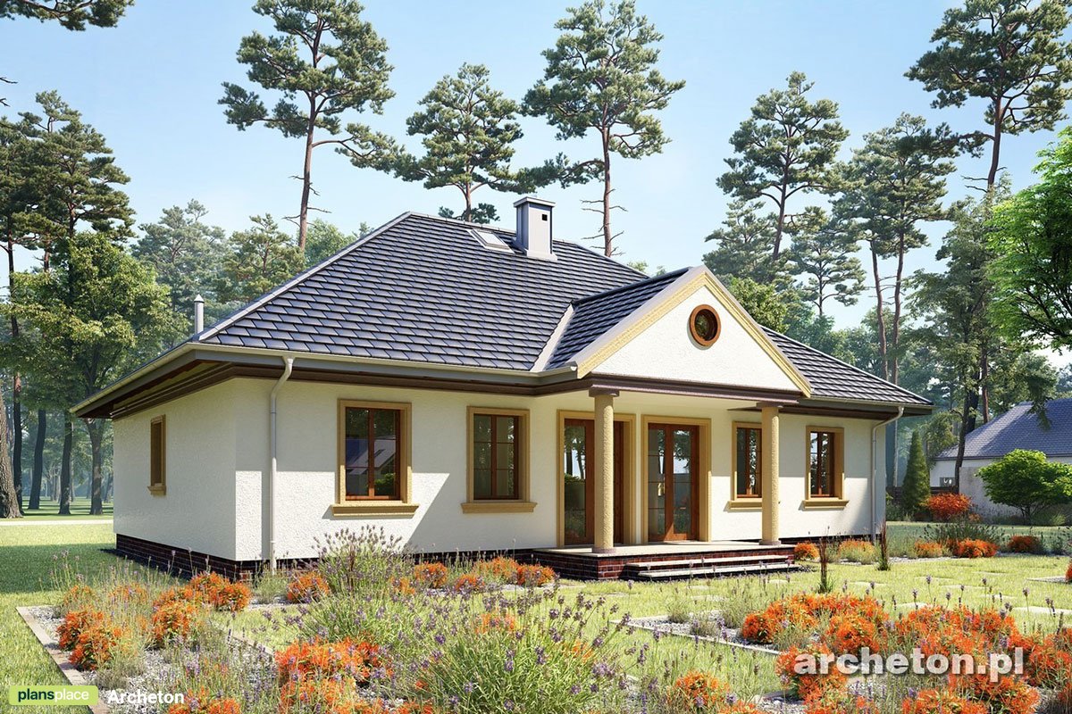 Bungalow Grundriss mit Walmdach, 4 Zimmern und 2 Bädern - 70213R - 2