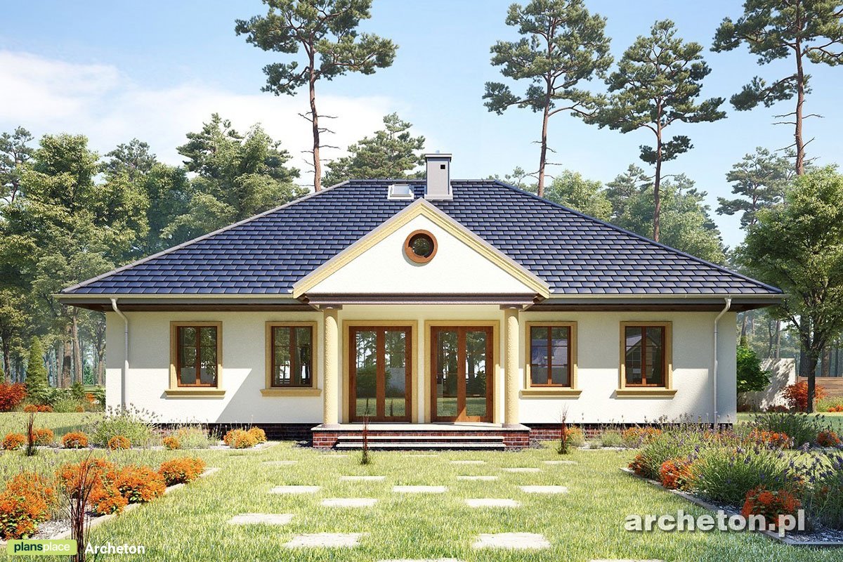 Bungalow Grundriss mit Walmdach, 4 Zimmern und 2 Bädern - 70213R - 3