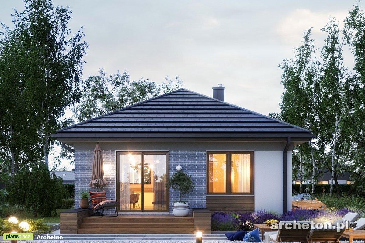 Kleines Quadratisches Haus mit 1 Zimmer und Zeltdach - 39753R - 3