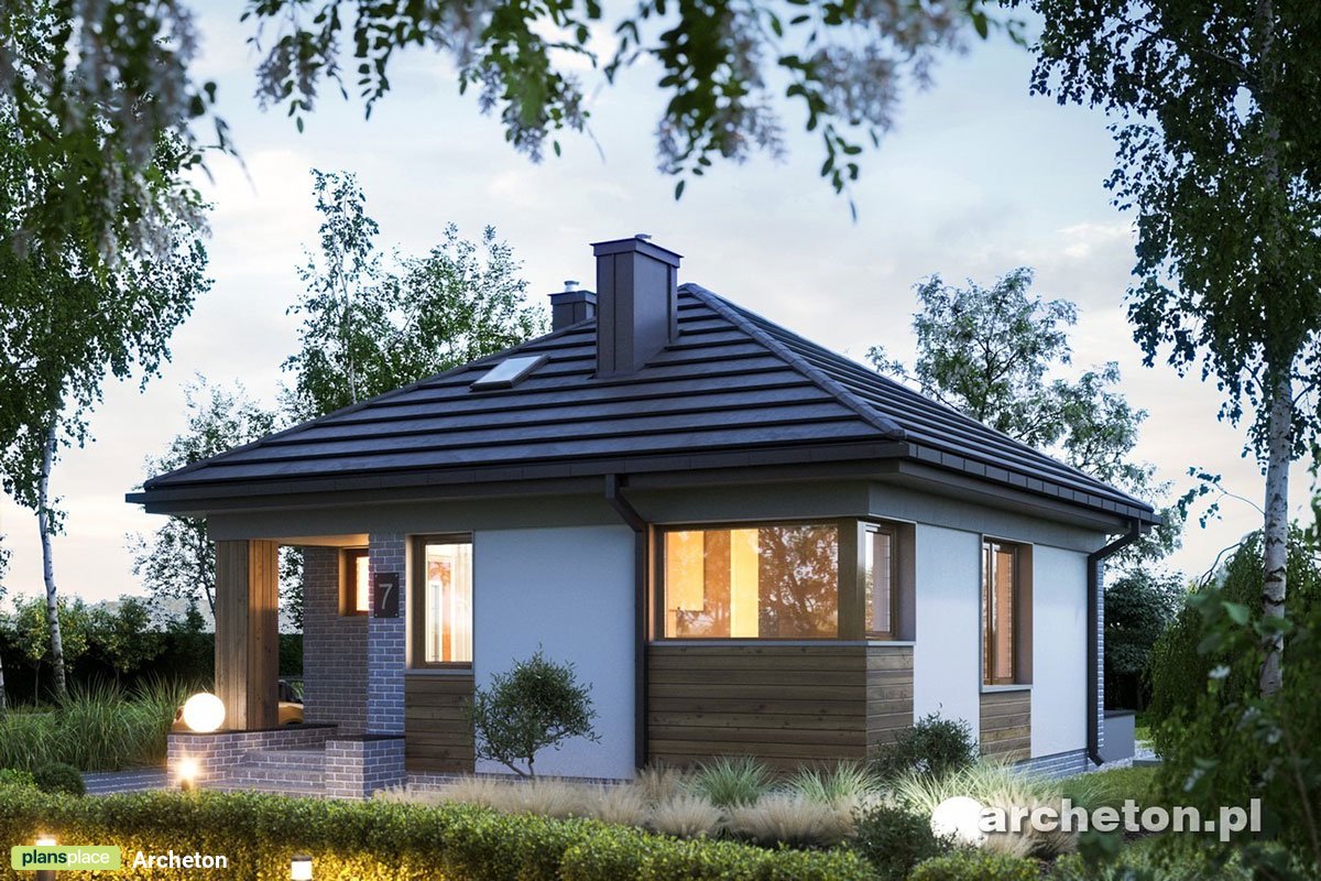 Kleines Quadratisches Haus mit 1 Zimmer und Zeltdach - 39753R