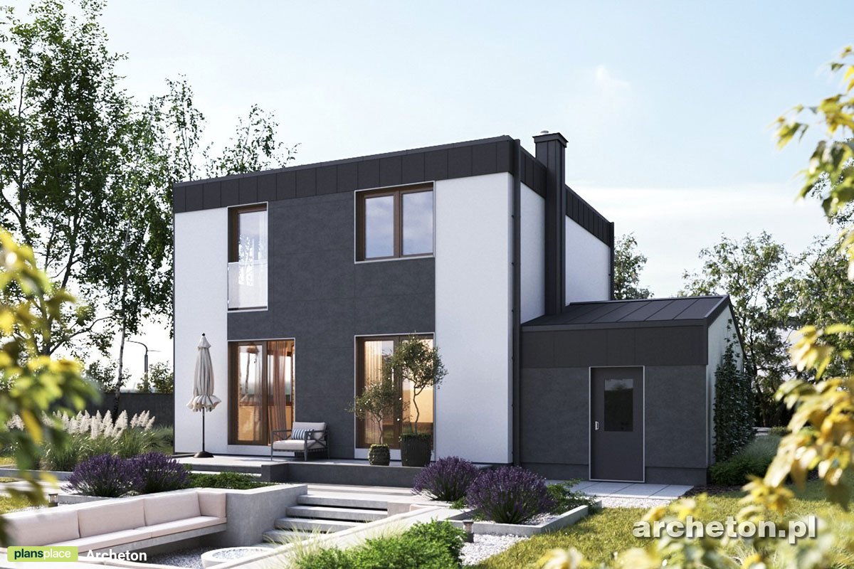 Zweigeschossiges Haus mit Flachdach, 3 Zimmern und Garage - 46967R