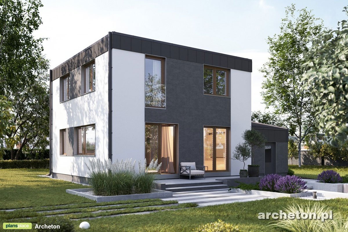 Zweigeschossiges Haus mit Flachdach, 3 Zimmern und Garage - 46967R