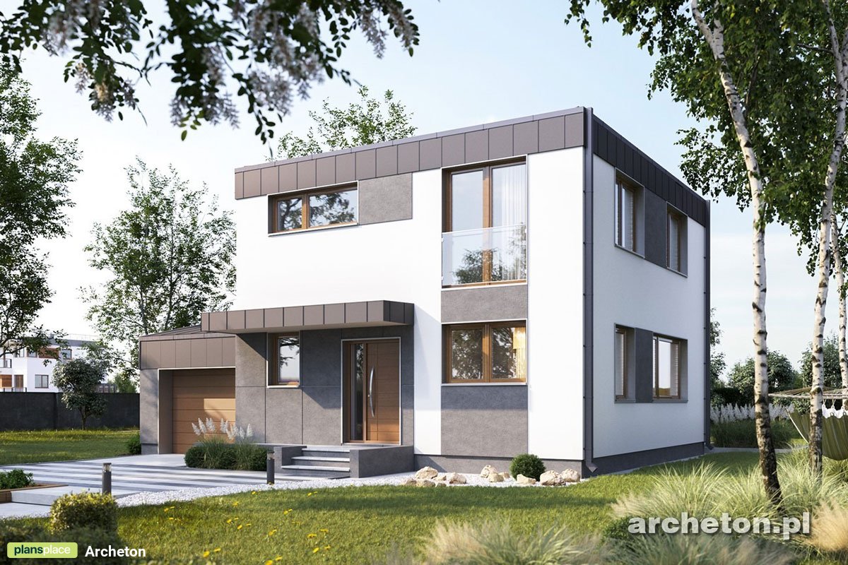 Zweigeschossiges Haus mit Flachdach, 3 Zimmern und Garage - 46967R
