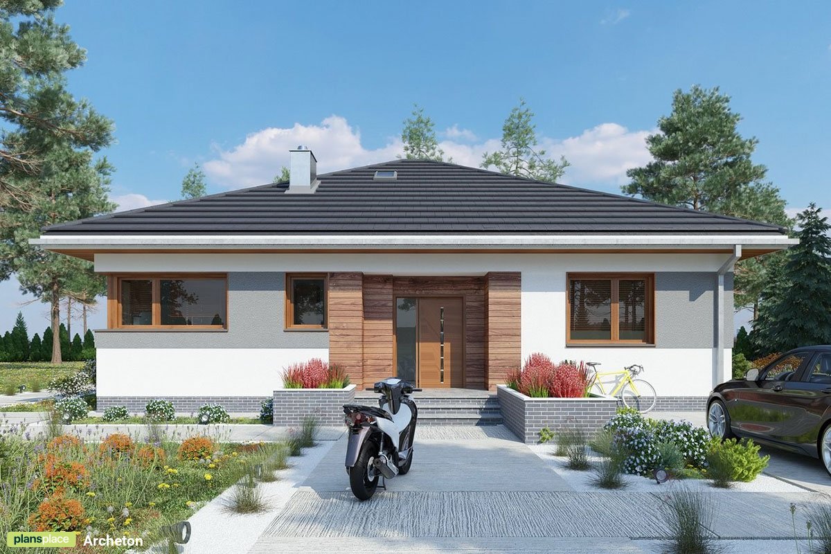 Moderne Bungalow mit Zeltdach und 4 Schlafzimmern - 80233R