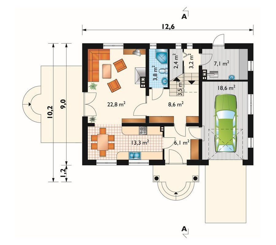 Wohnhaus mit Hauptschlafzimmer im Obergeschoss und Garage - 87457R - 3