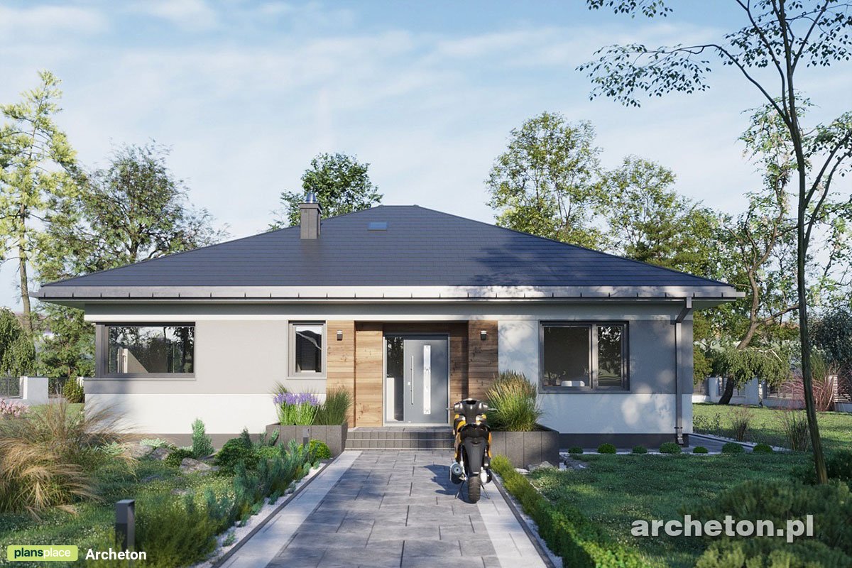 Moderne Bungalow Grundriss mit Walmdach und 4 Schlafzimmern - 28241R