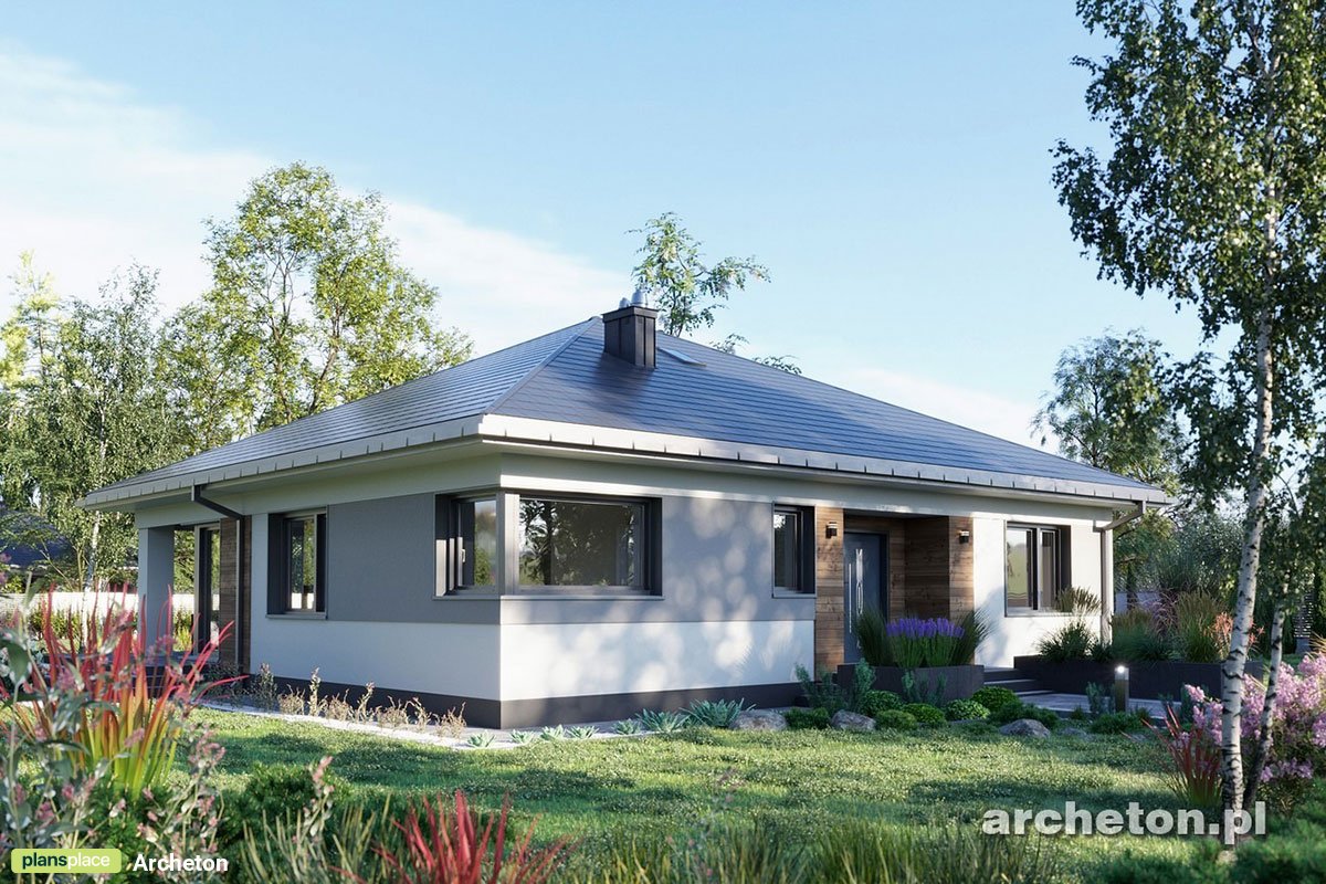Moderne Bungalow Grundriss mit Walmdach und 4 Schlafzimmern - 28241R