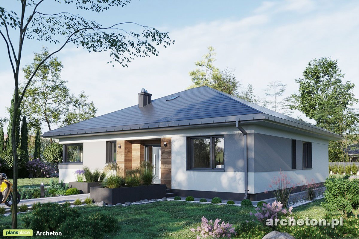 Moderne Bungalow Grundriss mit Walmdach und 4 Schlafzimmern - 28241R - 2