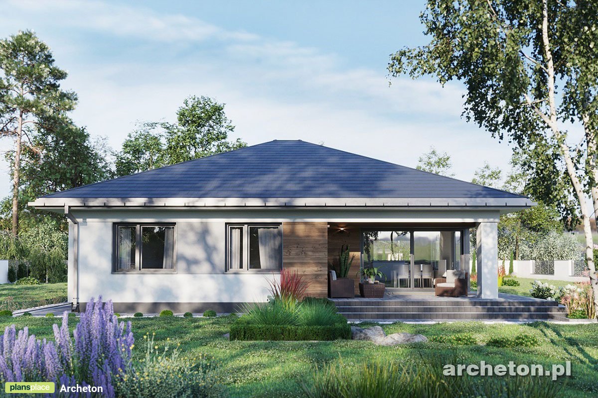 Moderne Bungalow Grundriss mit Walmdach und 4 Schlafzimmern - 28241R