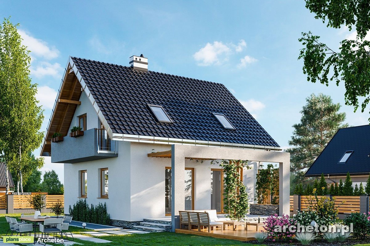 Grundriss Kleines Haus mit 3 Schlafzimmern und Veranda - 55387R