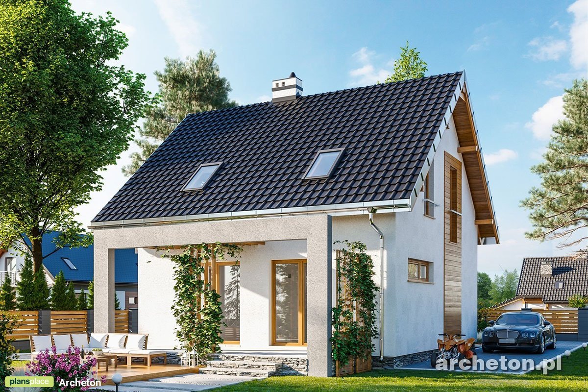 Grundriss Kleines Haus mit 3 Schlafzimmern und Veranda - 55387R - 3