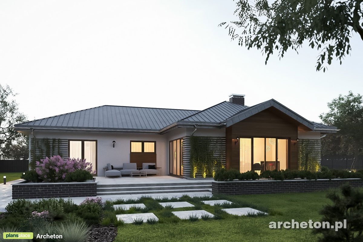 1-geschossiges Haus mit Walm-Kehldach und Doppelgarage - 34158R - 2