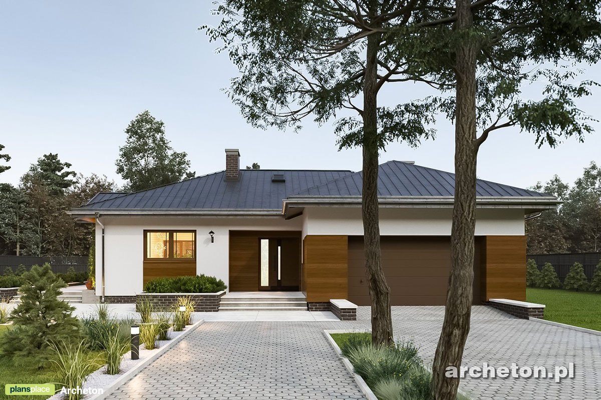1-geschossiges Haus mit Walm-Kehldach und Doppelgarage - 34158R
