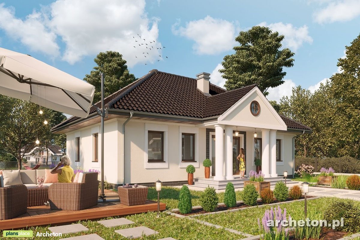 Bungalow Grundriss mit Walmdach, 3 Zimmern und 2 Bädern - 14152R - 2