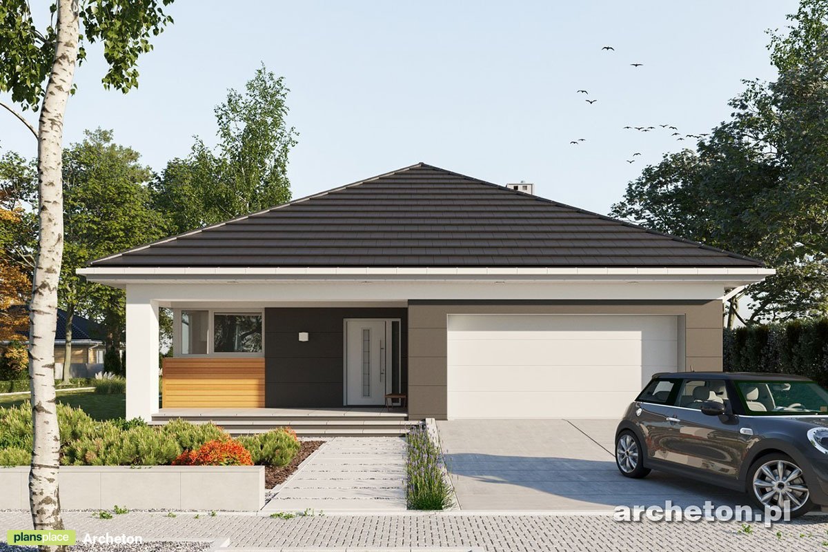 Bungalow Grundriss mit 3 Schlafzimmern, Büro und Doppelgarage - 37428R - 2