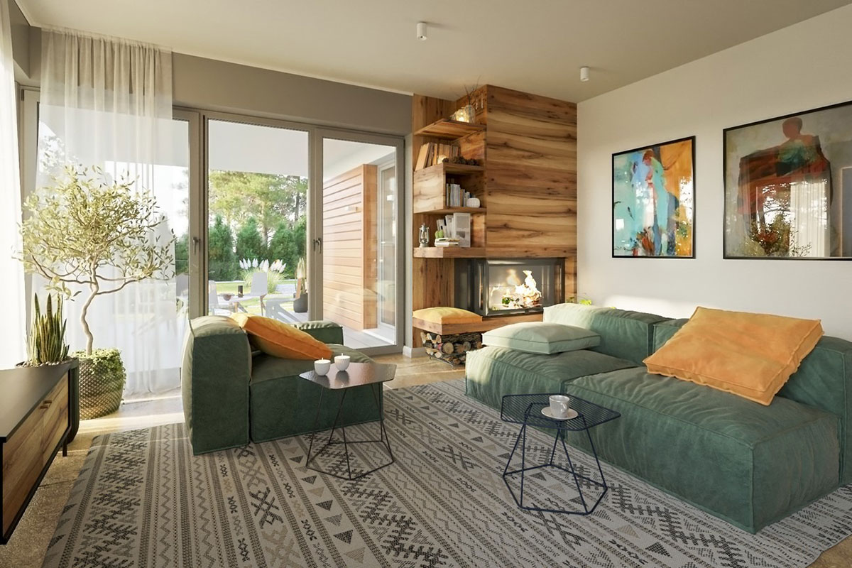 Bungalow Grundriss mit 3 Schlafzimmern, Büro und Doppelgarage - 37428R
