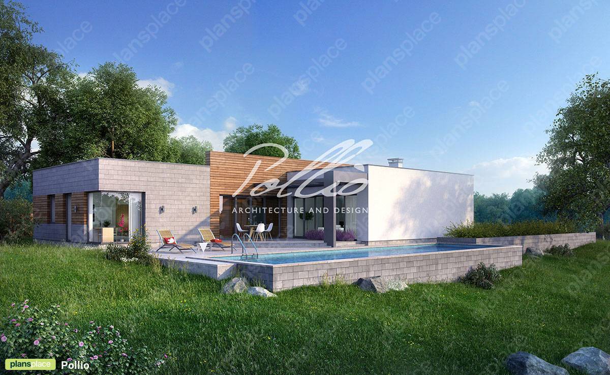 Eingeschossiges Haus mit Flachdach und Garage für 2 Autos - 59025R - 3