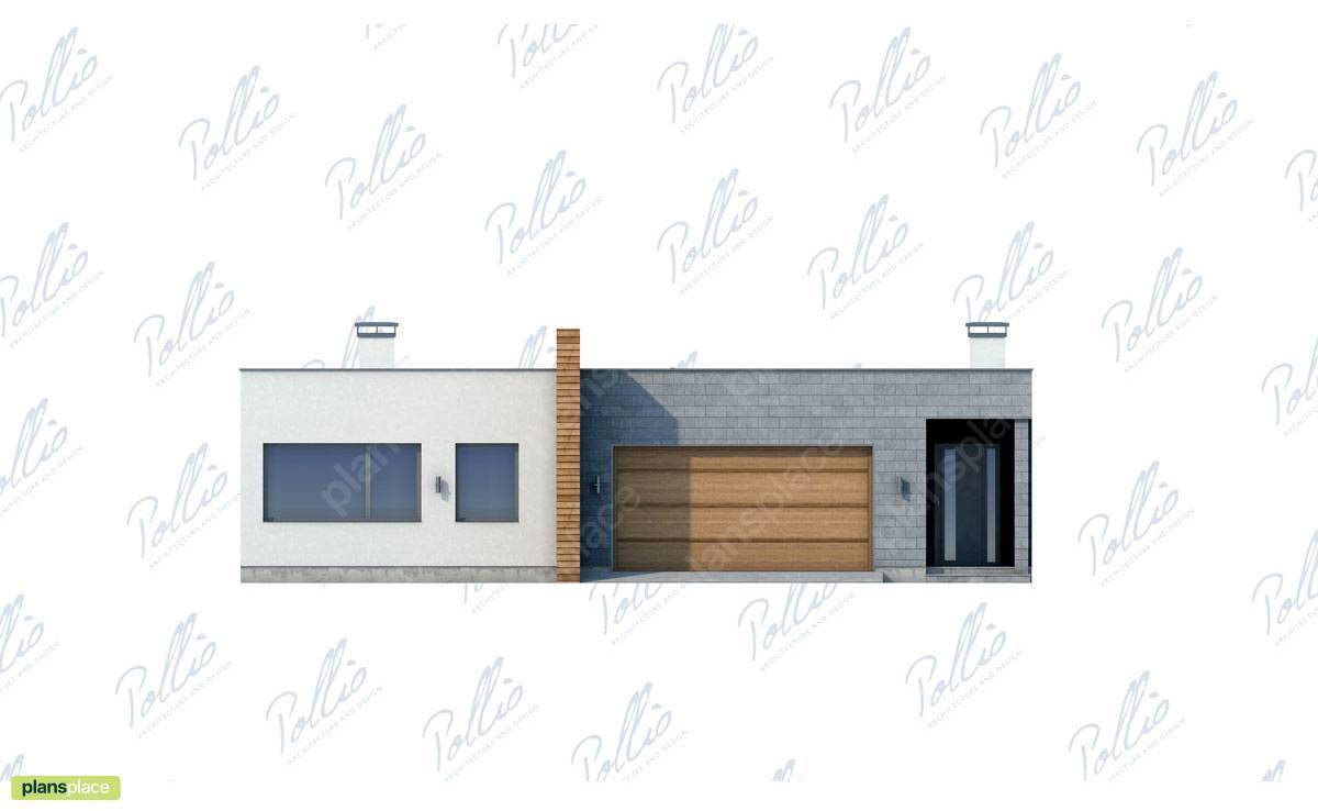 Eingeschossiges Haus mit Flachdach und Garage für 2 Autos - 59025R
