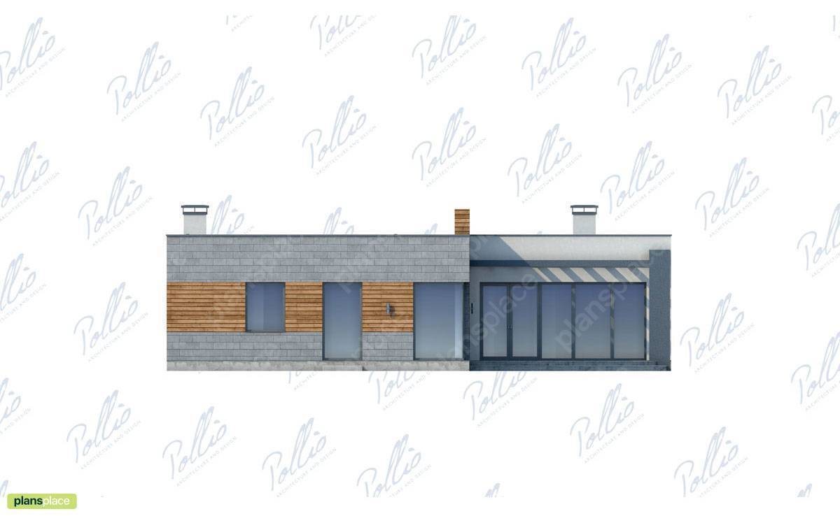 Eingeschossiges Haus mit Flachdach und Garage für 2 Autos - 59025R