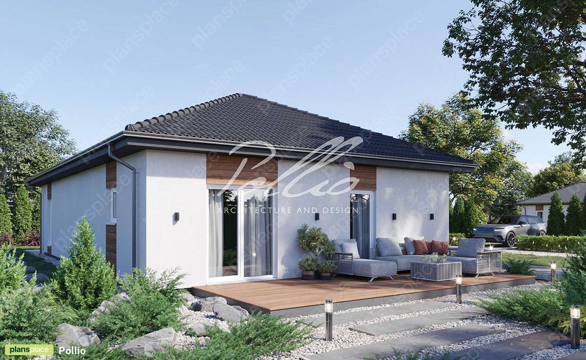 Fertighaus mit Walmdach, 2 Schlafzimmern und Seitenveranda - 31916R - 3