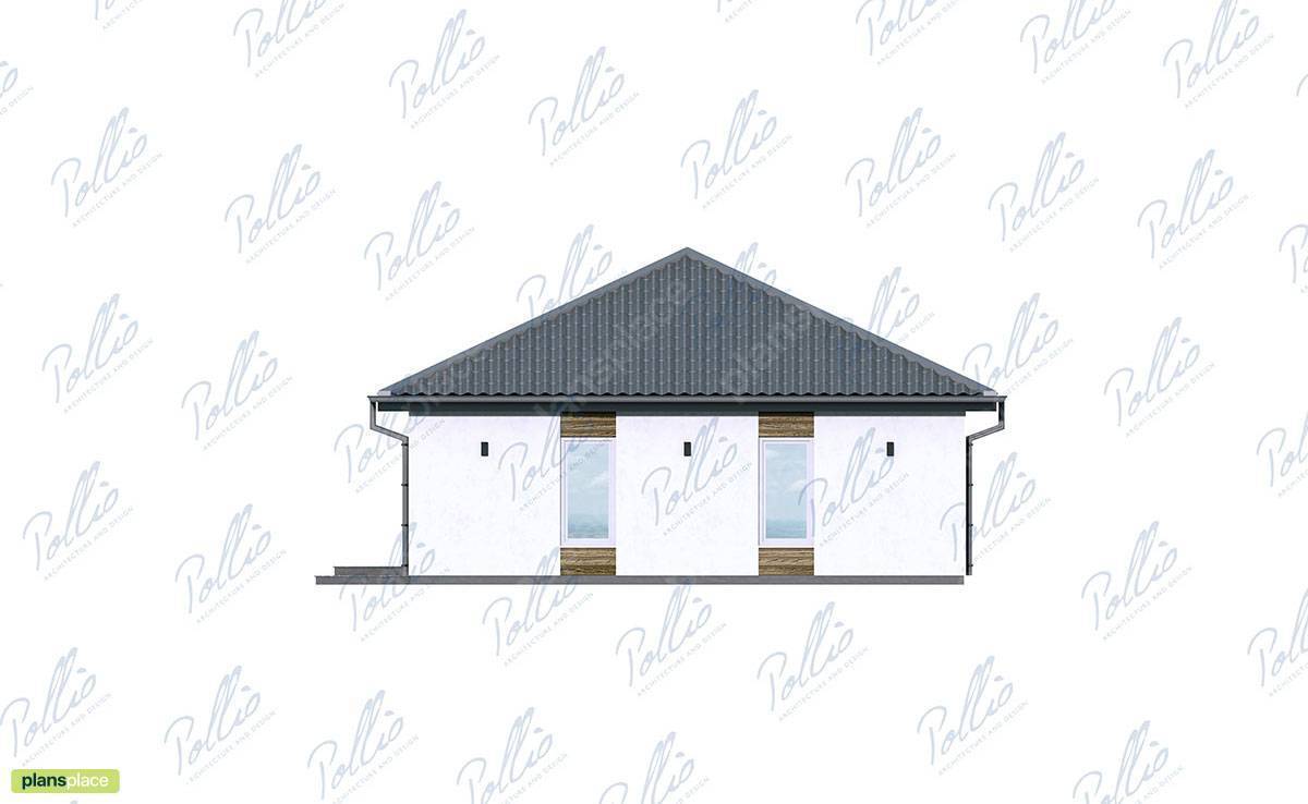 Fertighaus mit Walmdach, 2 Schlafzimmern und Seitenveranda - 31916R
