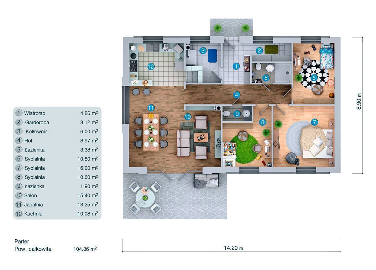 Bungalow mit Walmdach, Kamin und 3 Schlafzimmern - 14245C - 3