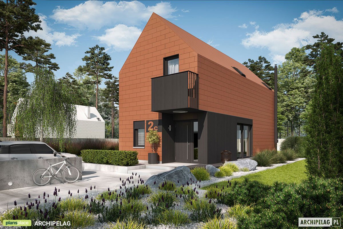 Modernes 1,5-geschossiges Schmales Haus mit Satteldach - 34374R - 2