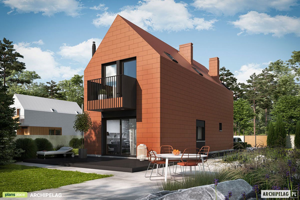 Modernes 1,5-geschossiges Schmales Haus mit Satteldach - 34374R
