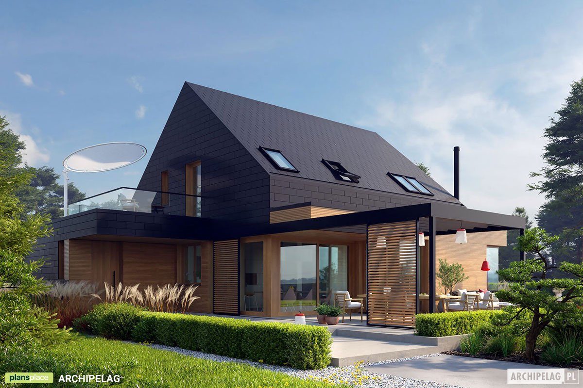 Modernes Scheunenhaus mit großen Eckfenstern und Garage - 79260R - 2