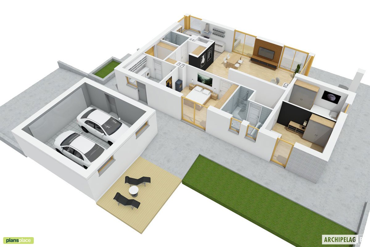 Bungalow mit eine Doppelgarage und zwei Kaminen - 39992R