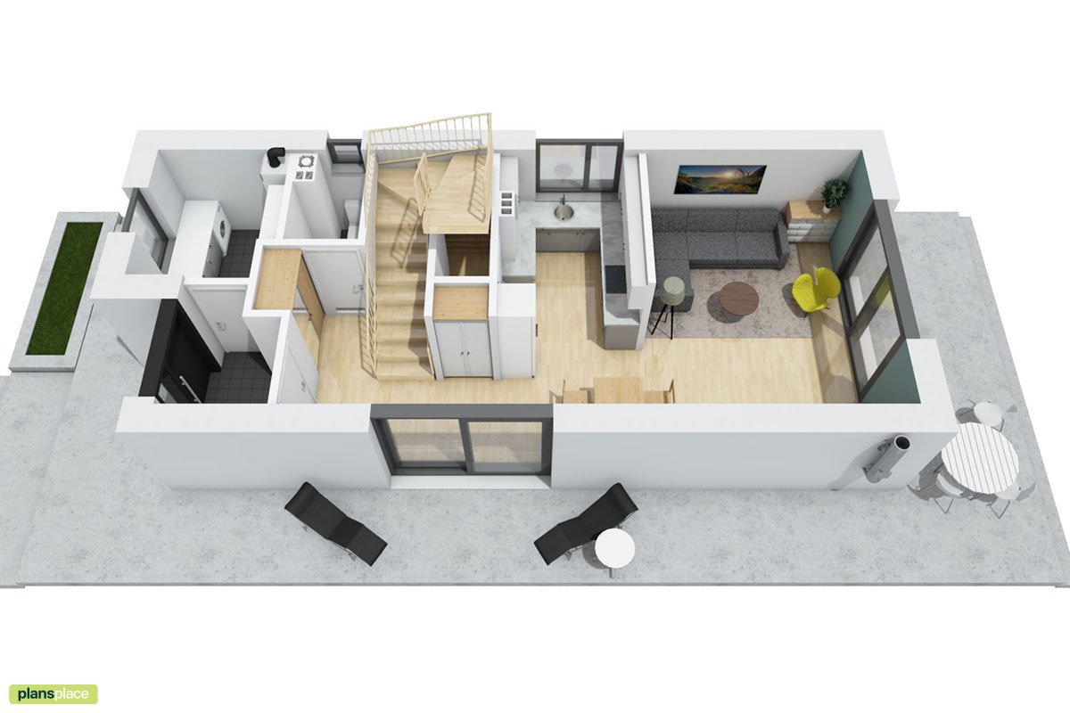 Kleines Eineinhalbgeschossiges Haus für schmale Grundstück - 63953R