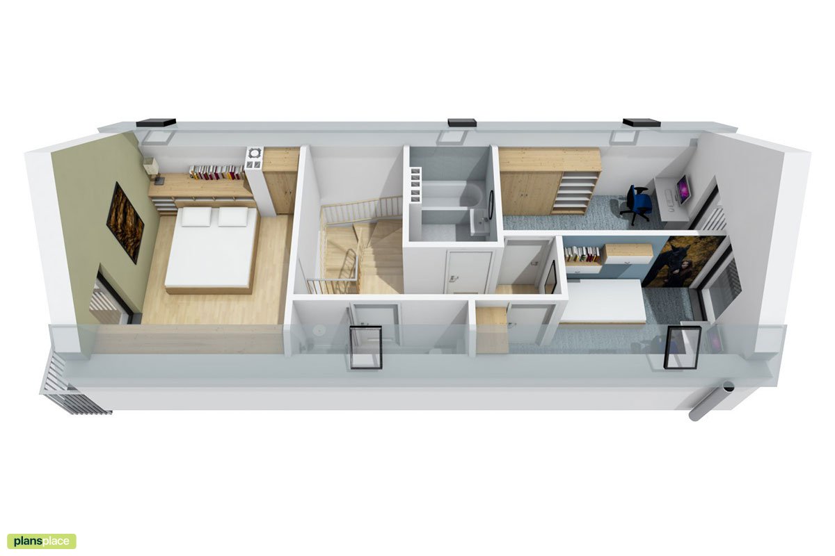Kleines Eineinhalbgeschossiges Haus für schmale Grundstück - 63953R