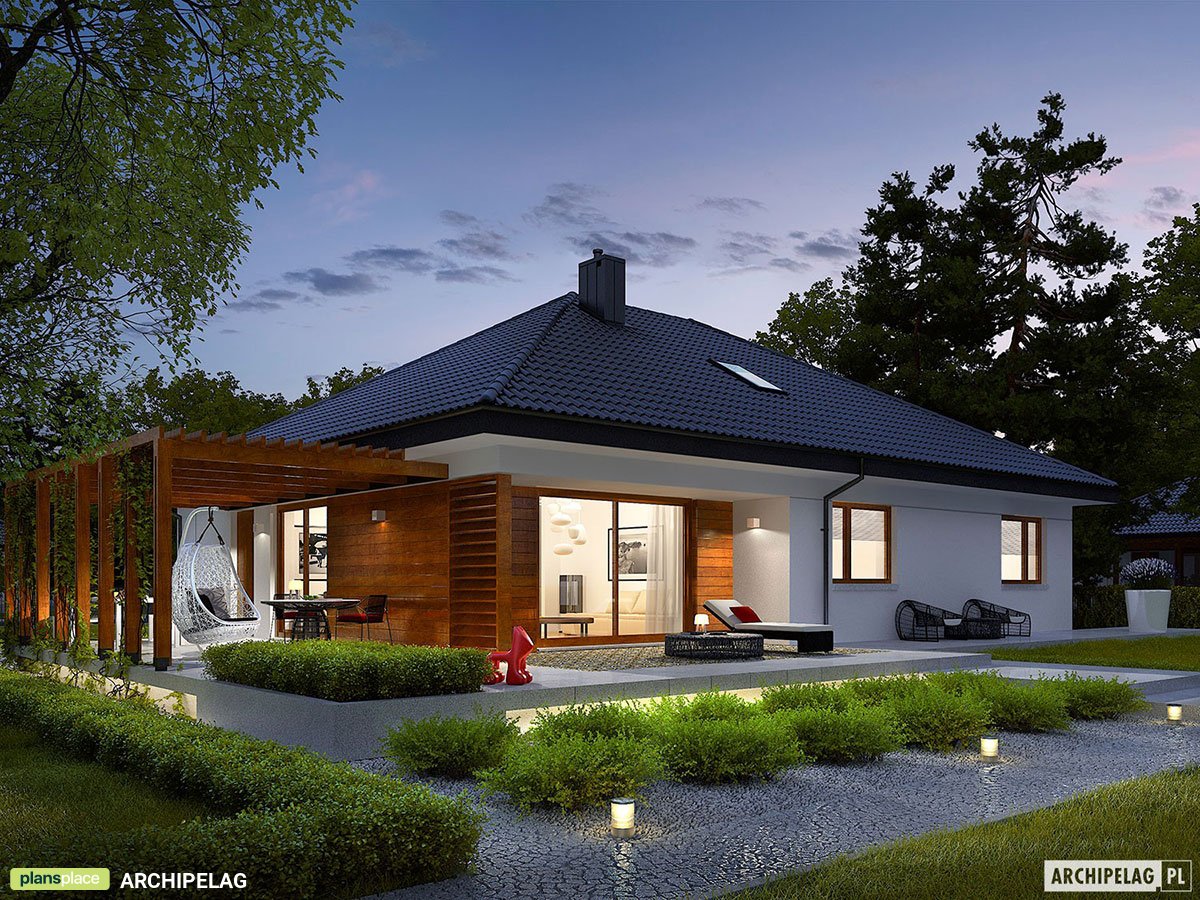 Bungalow Grundriss mit Garage und 2 Schlafzimmern - 23840R - 2