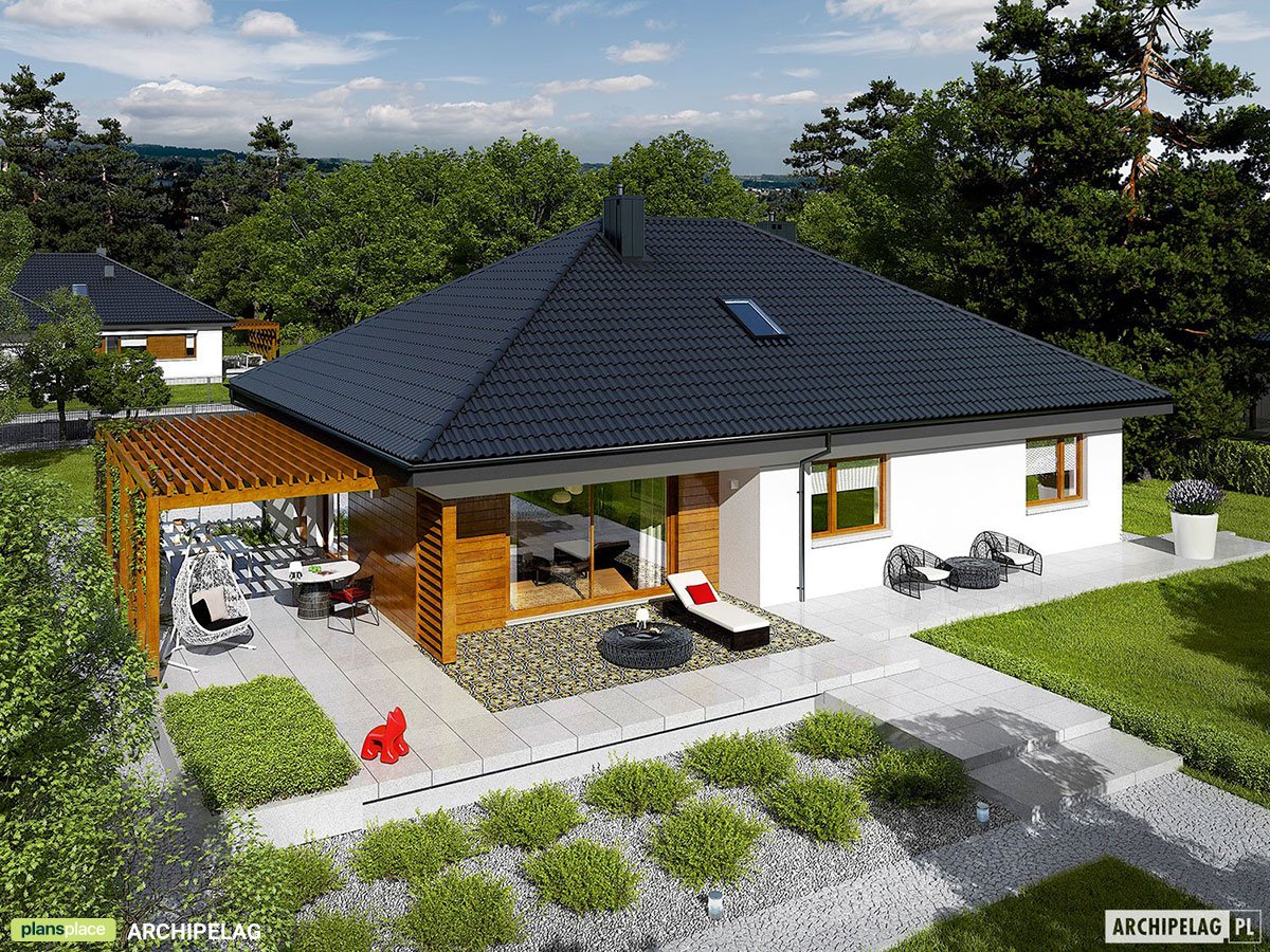 Bungalow Grundriss mit Garage und 2 Schlafzimmern - 23840R