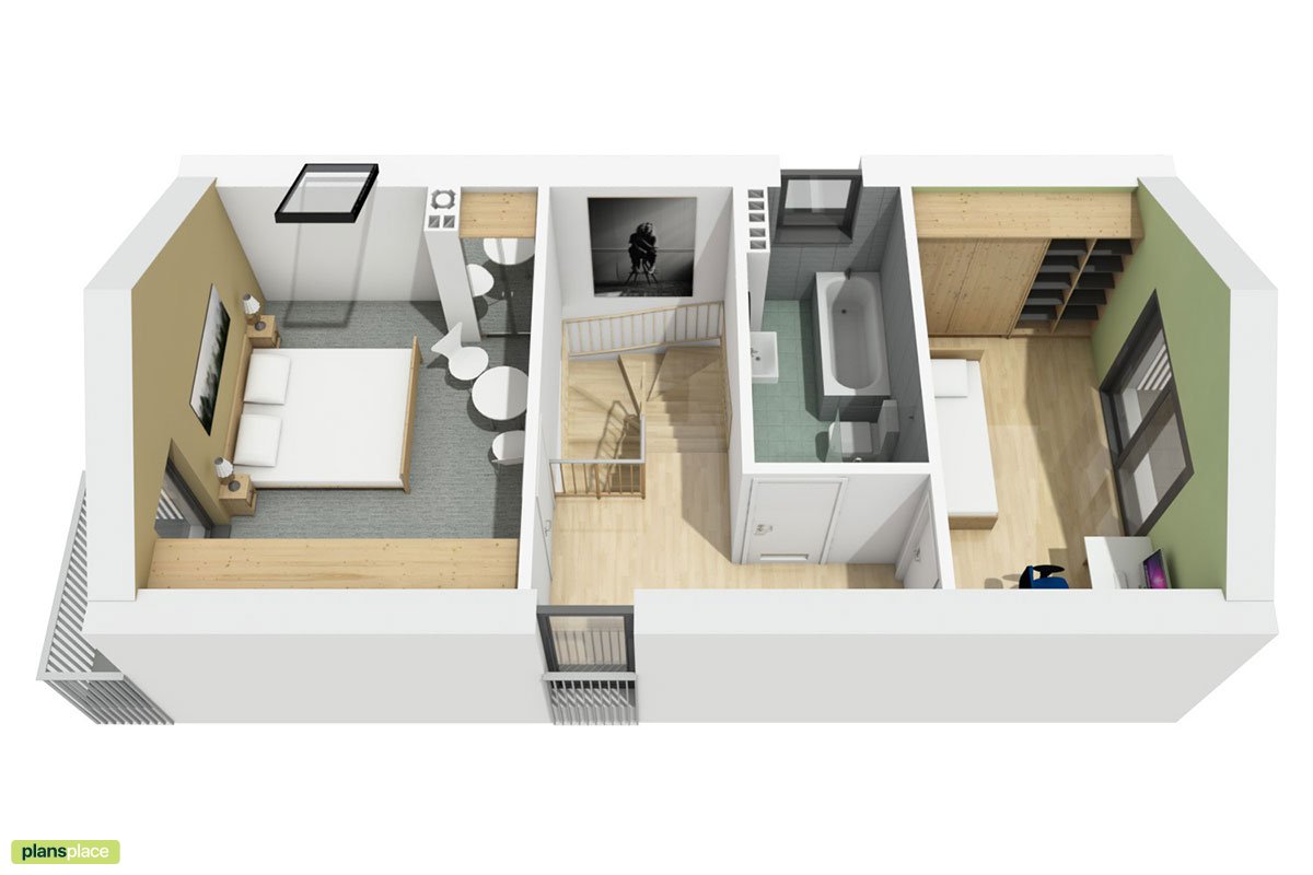 Kleines, Einfaches 2-geschossiges Haus für schmale Grundstück  - 98319R