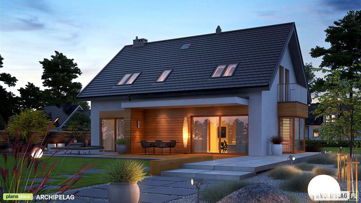 Haus mit Erker, Balkon und Dachterrasse auf Garage - 74108R - 2
