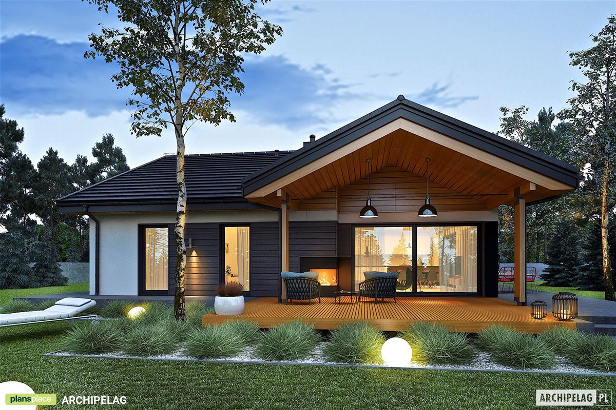 Moderner Bungalow mit Kamin auf Veranda und Doppelgarage - 73880R - 2