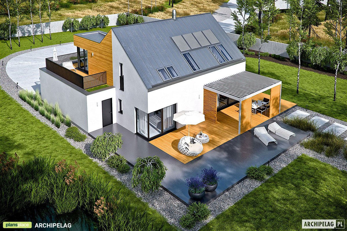 Einfamilienwohnhaus mit großen Veranda, Dachterrasse und Garage - 23179R